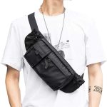 Large Waterproof Black Waist Bag Fanny Pack For Men Women Belt Bag Pouch Hip Bum Bag Chest Bag with Adjustable Strap, Premium Lightweight Fanny Pack For Gym Fitness Workout Travel Work Commuting